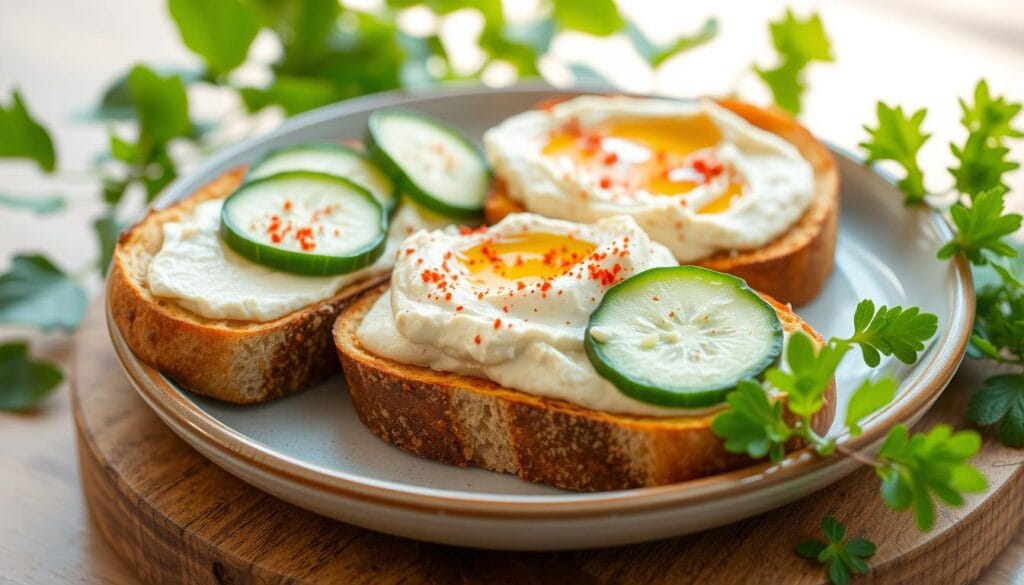 Hummus and Cucumber Toast